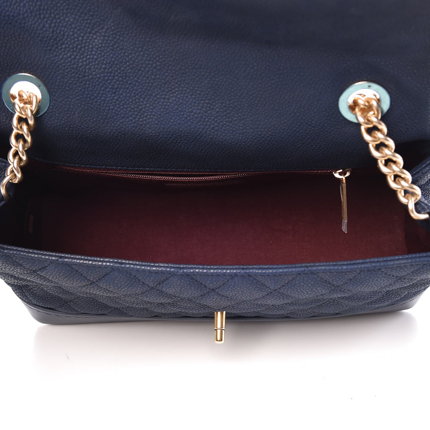 Iridescent Grained Calfskin Globe Trotter Medium Flap Navy Blue