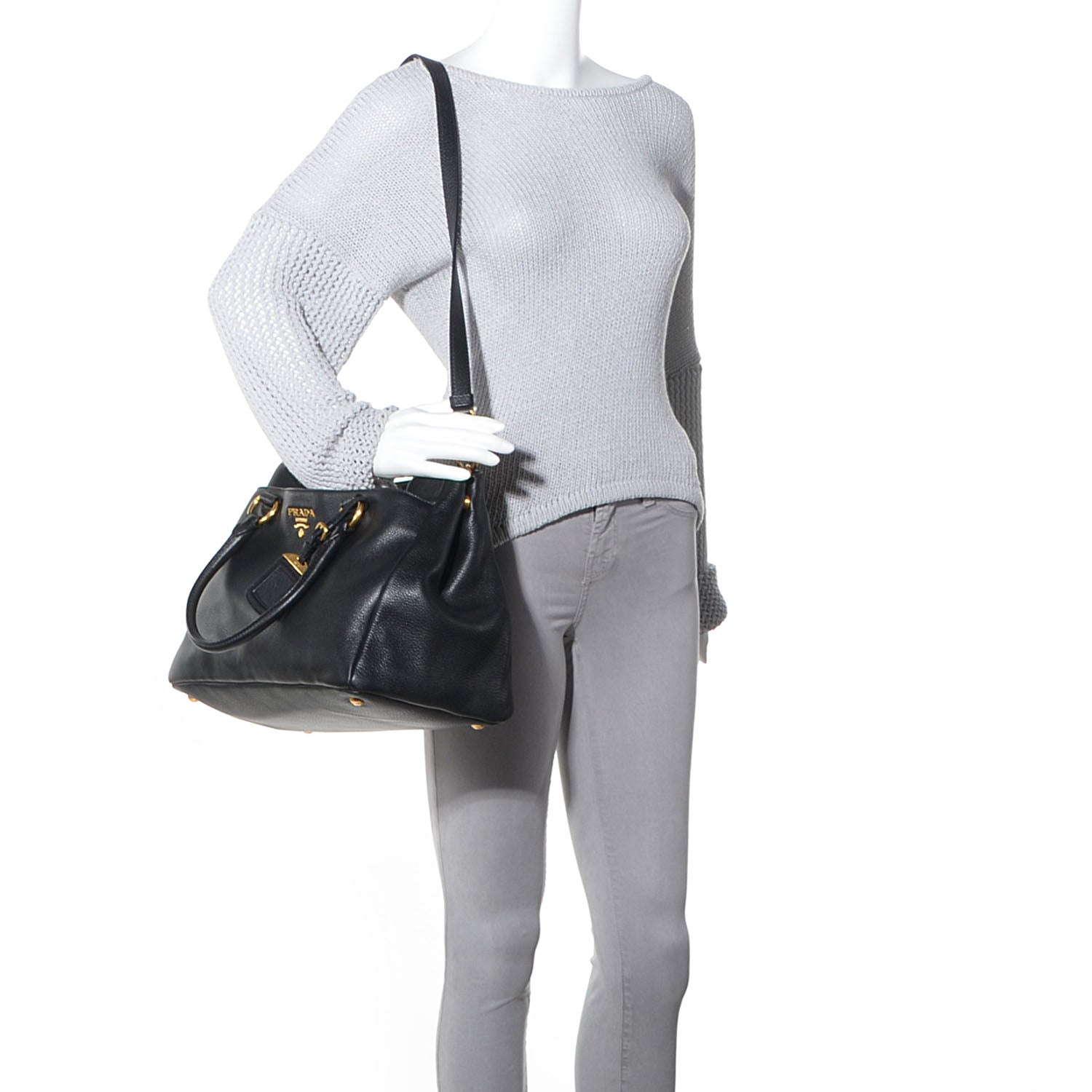Prada Vitello Daino East West Tote Nero Black 2 of 11