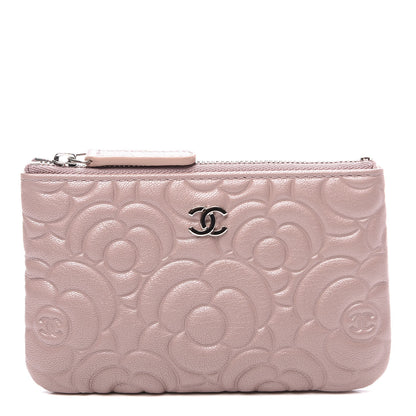 Chanel Goatskin Camellia Embossed Cosmetic Pouch Light Pink 1 of 9