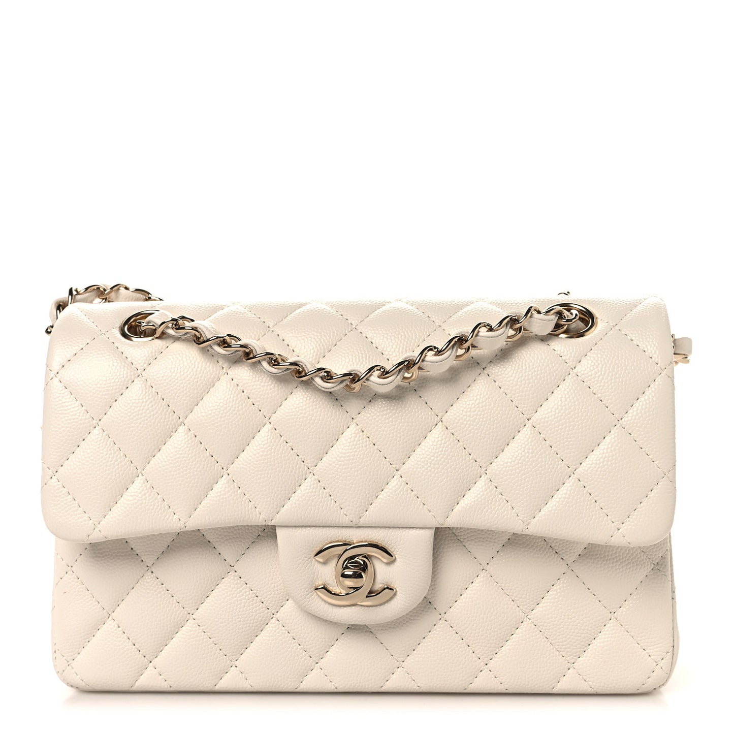 Caviar Quilted Small Double Flap White White