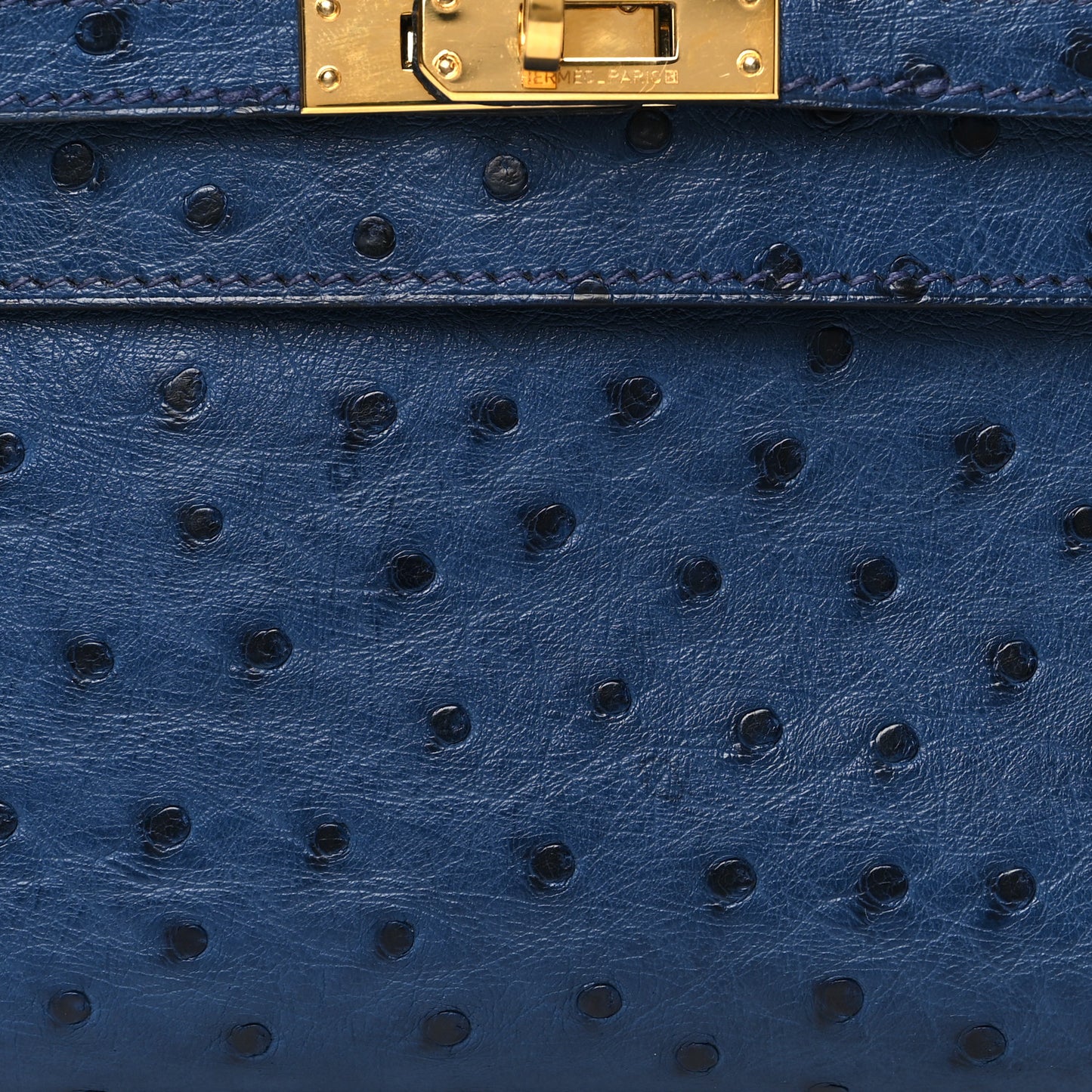 Ostrich Kelly Pochette Clutch Bleu Roi
