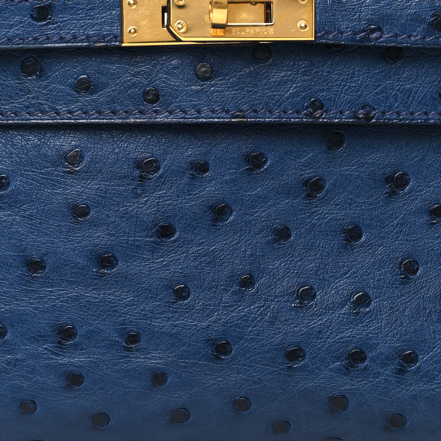 Hermes Ostrich Kelly Pochette Clutch Bleu Roi 8 of 10