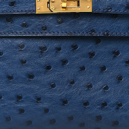 Hermes Ostrich Kelly Pochette Clutch Bleu Roi 8 of 10