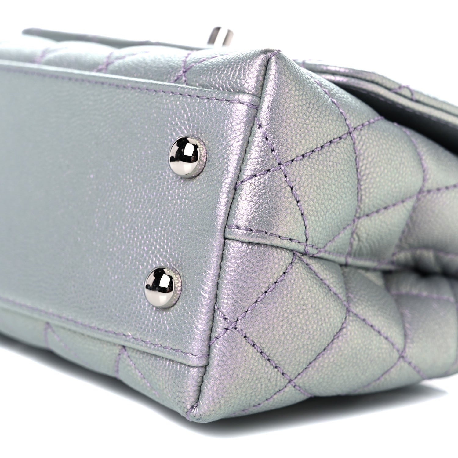 Chanel Iridescent Caviar Quilted Extra Mini Coco Handle Flap Purple 5 of 9