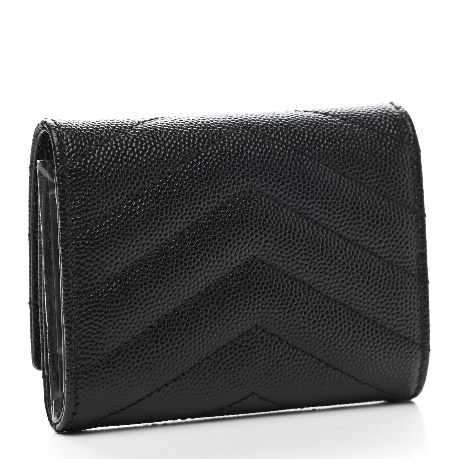 Saint Laurent Grain De Poudre Matelasse Cassandre Monogram Slim Key Case Black 3 of 7