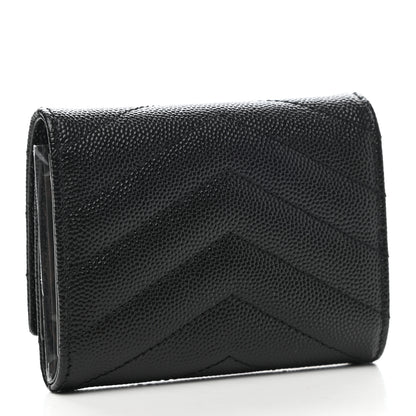 Saint Laurent Grain De Poudre Matelasse Cassandre Monogram Slim Key Case Black 3 of 7