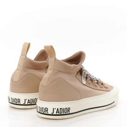 Christian Dior Technical Knit Calfskin Womens Walk'N'Dior High Top Sneaker 38.5 Nude 5 of 10