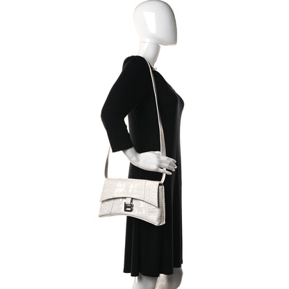 Balenciaga Extra Supple Calfskin Crocodile Embossed XS Downtown Shoulder Bag White 2 of 21