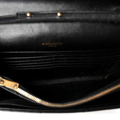 Saint Laurent Grain De Poudre Matelasse Chevron Monogram Chain Wallet Black 5 of 9