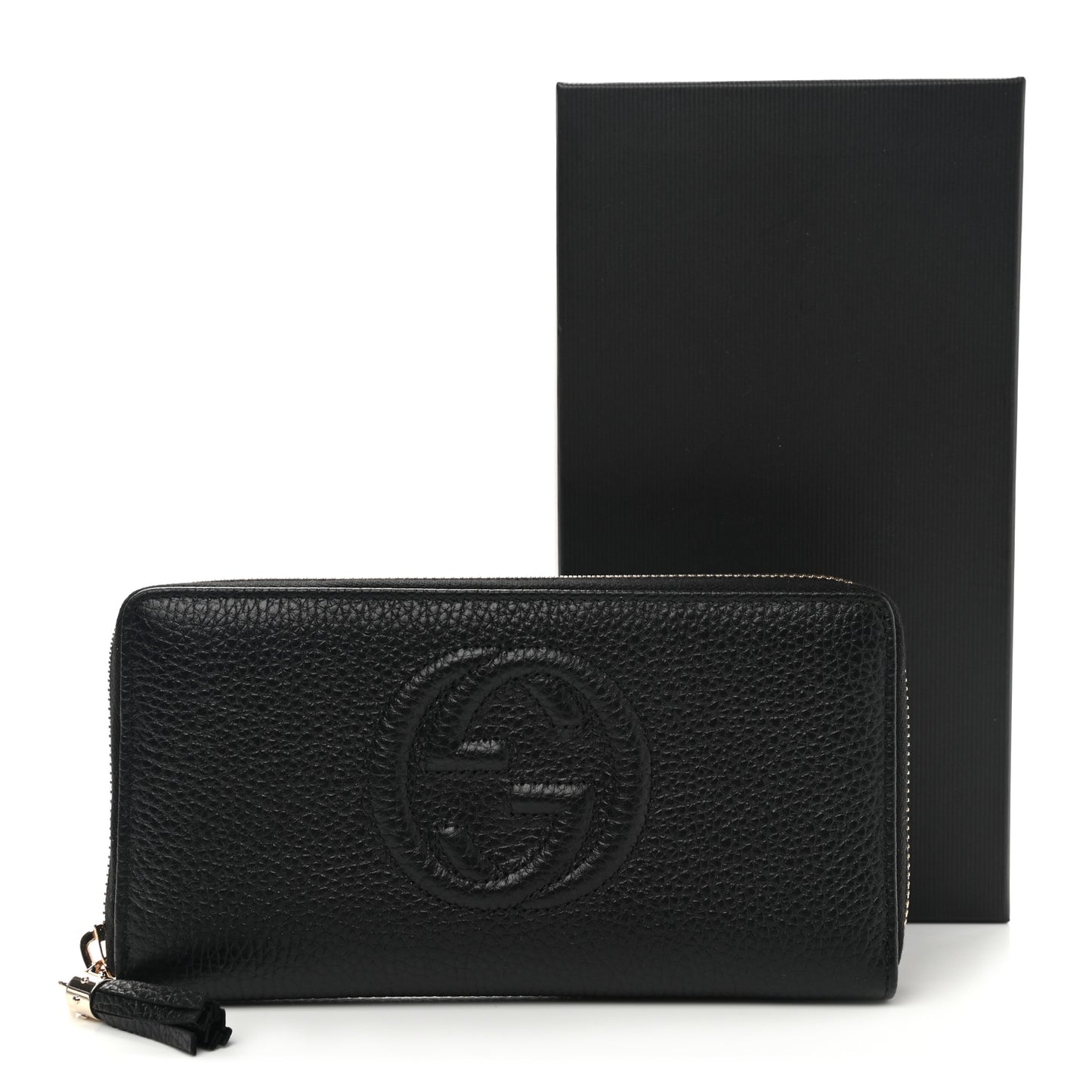 Pebbled Calfskin Soho Zip Around Wallet Black