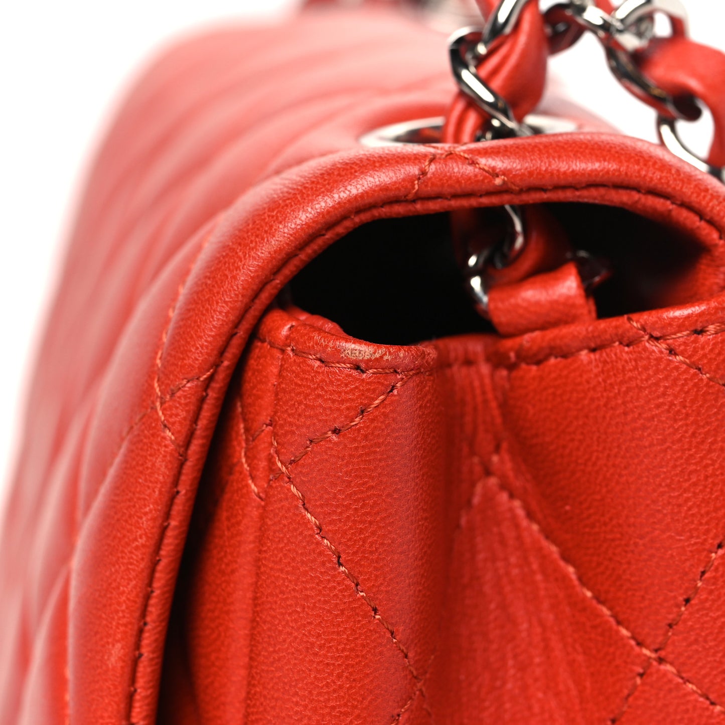 Lambskin Quilted Mini Square Flap Orange