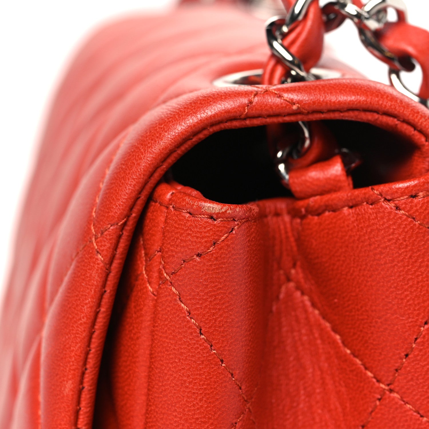 Chanel Lambskin Quilted Mini Square Flap Orange 13 of 14