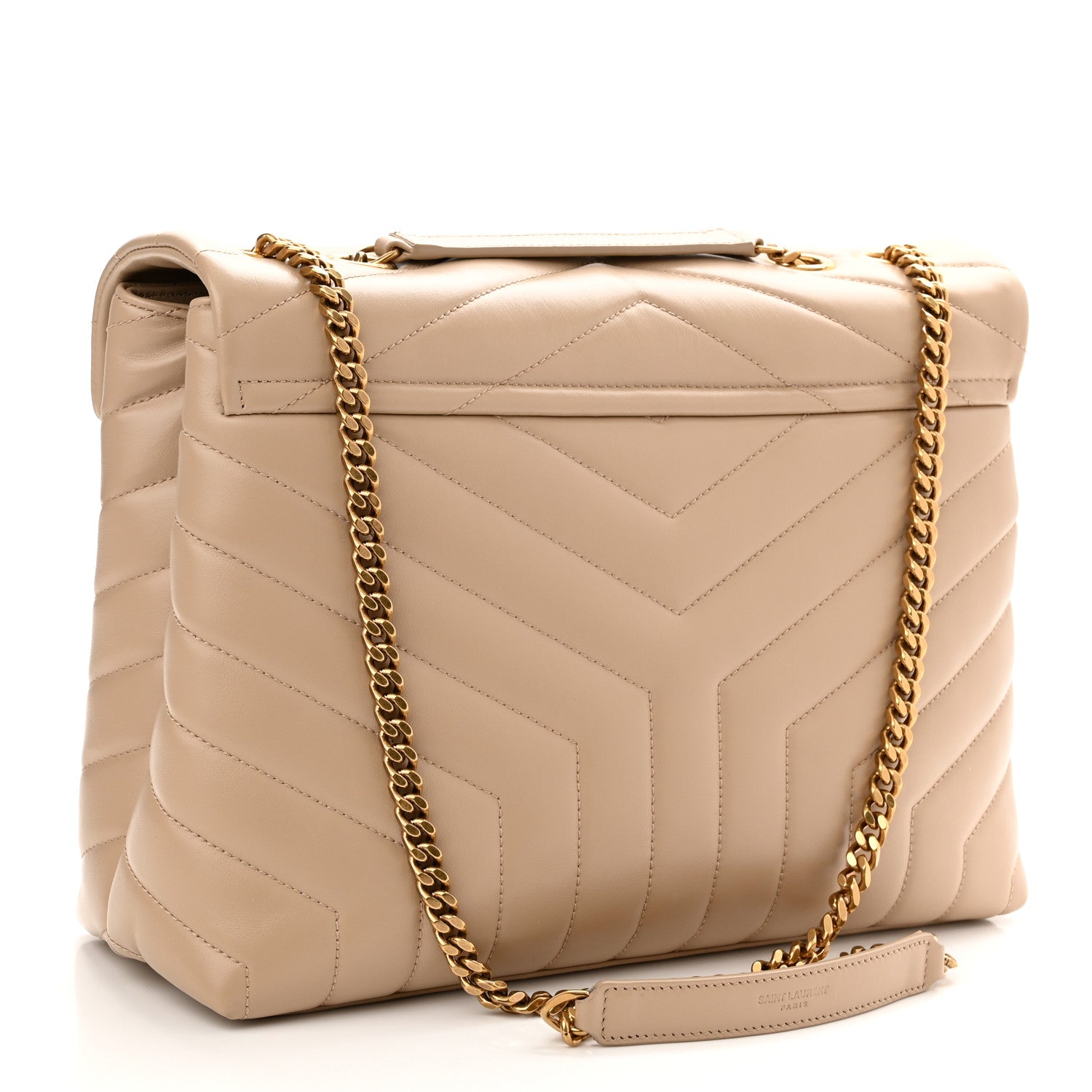 Saint Laurent Calfskin Y Quilted Monogram Medium Loulou Chain Satchel Dark Latte 2 of 10