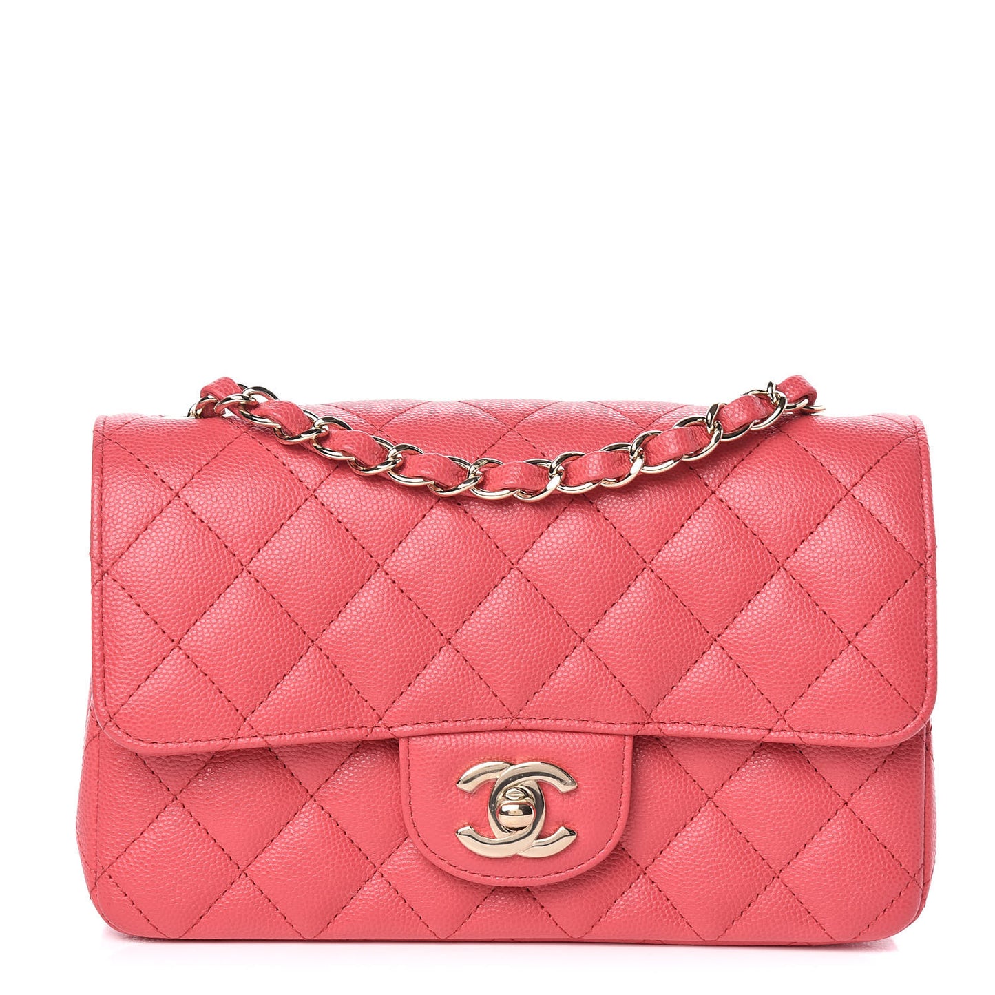 Caviar Quilted Mini Rectangular Flap Dark Pink