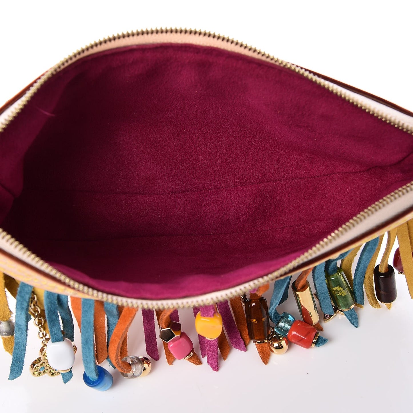 Monogram Multicolor Fringe Pochette Accessories White