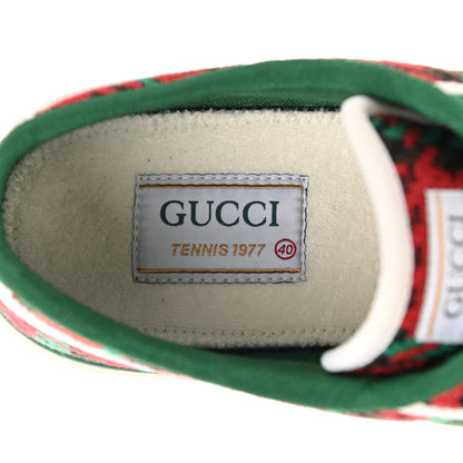 Gucci Cotton Wool Web Houndstooth Interlocking G Womens 1977 Tennis Sneakers 40 Red Green 7 of 9