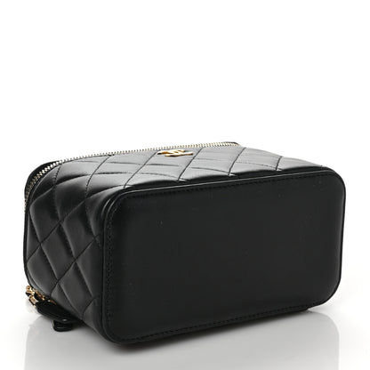 Chanel Lambskin Quilted Small Top Handle Vanity Case With Chain Black 4 of 9