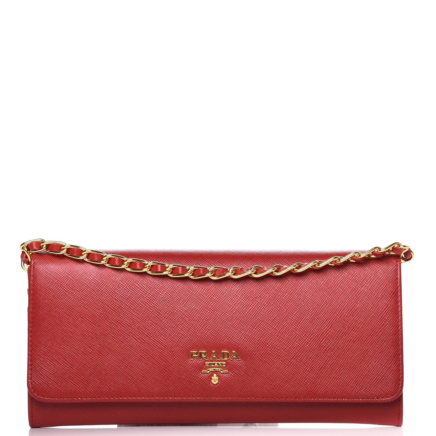 Saffiano Metal Oro Chain Wallet Fuoco