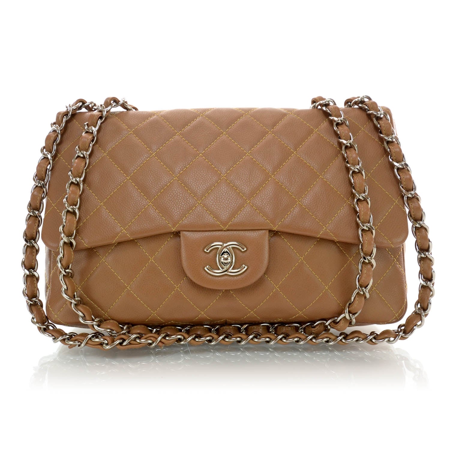 Chanel Washed Caviar Jumbo Single Flap Light Brown 1 of 10