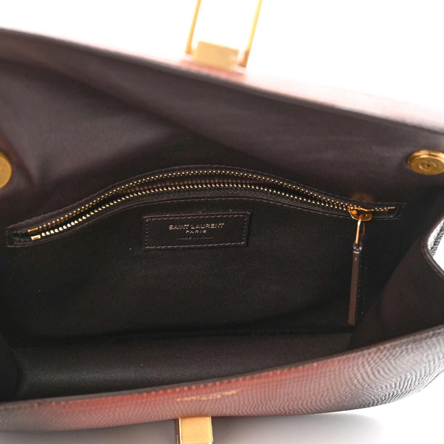 Saint Laurent Lizard Degrade Carre Satchel Brown Red 9 of 12