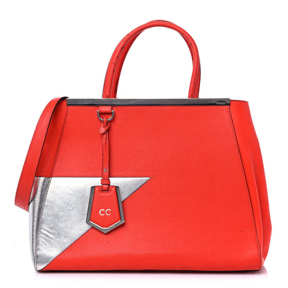 Fendi Vitello Elite Regular 2Jours Tote Papavero Silver 1 of 10