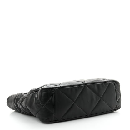 Chanel Lambskin Quilted Chanel 19 East West Shopping Bag Black 4 of 13