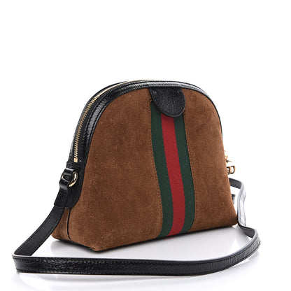 Gucci Suede Patent Web Small Ophidia Dome Shoulder Bag Nocciola Black 2 of 8