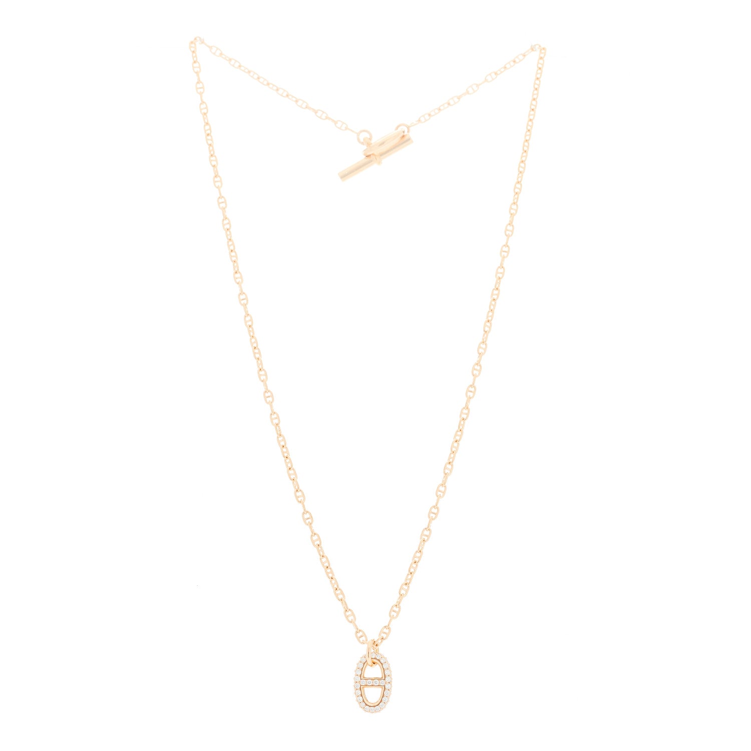 Hermes 18K Rose Gold Diamond PM New Farandole Pendant Necklace 3 of 5
