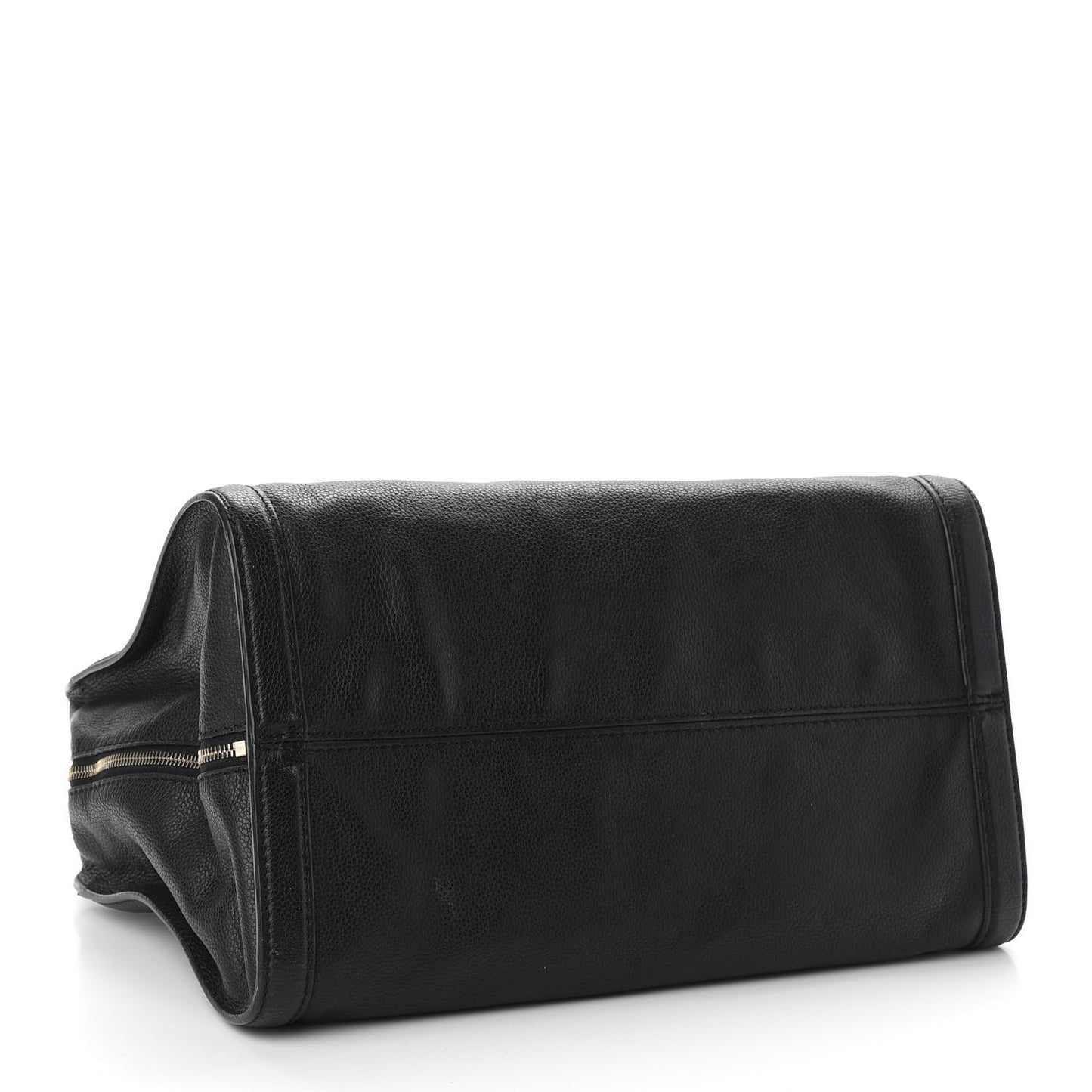Pebbled Calfskin Large Skull Padlock Zip Around Tote Black