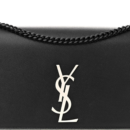 Saint Laurent Grain De Poudre Medium Classic Monogram Kate Satchel Black White 7 of 12