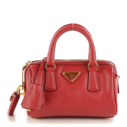 Prada Saffiano Lux Mini Convertible Bowler Fuoco 1 of 8