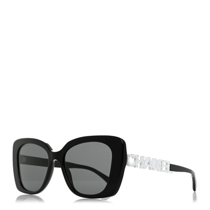 Chanel Acetate Strass Square Sunglasses 5422-B Black White 1 of 9