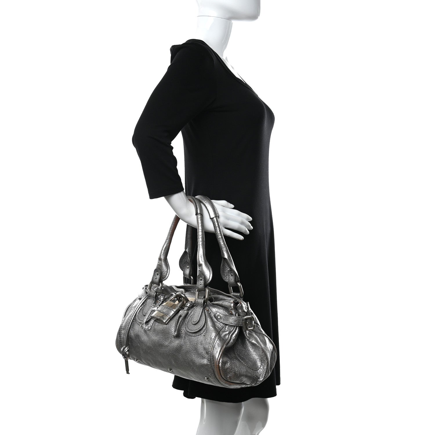 Chloe Metallic Calfskin Medium Paddington Satchel Silver 2 of 18
