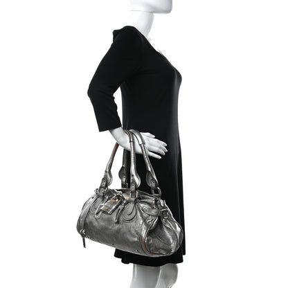 Chloe Metallic Calfskin Medium Paddington Satchel Silver 2 of 18