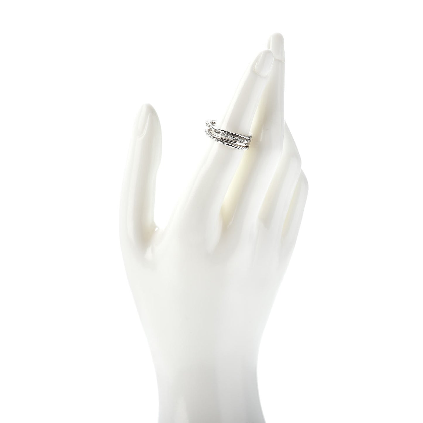Sterling Silver Diamond 7mm Crossover Ring 51 5.75