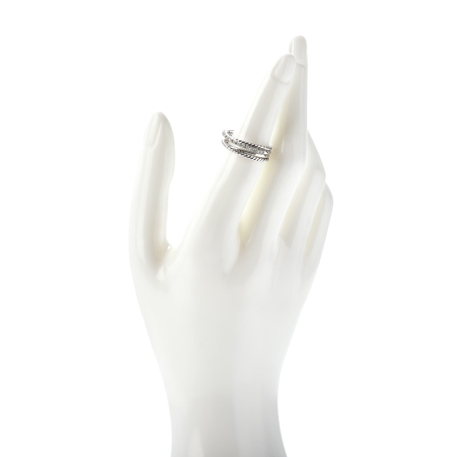 David Yurman Sterling Silver Diamond 7mm Crossover Ring 51 5.75 2 of 4