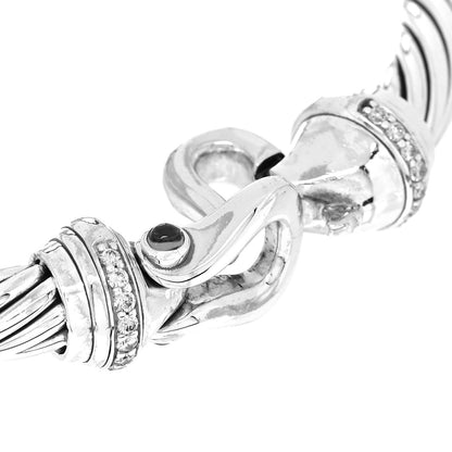 David Yurman Sterling Silver Diamond Hampton Blue Topaz 7mm Cable Buckle Bracelet 3 of 5