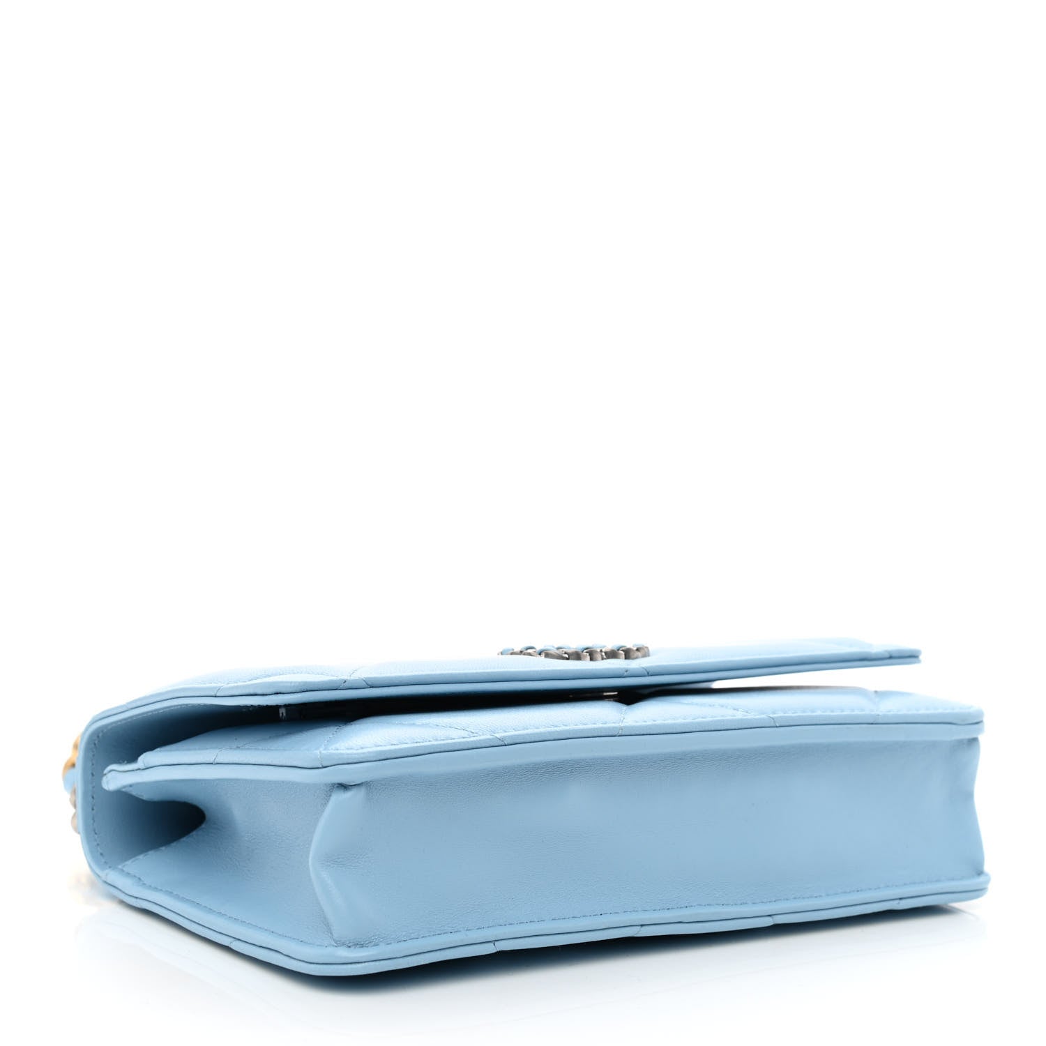 Chanel Lambskin Quilted Chanel 19 Wallet On Chain WOC Light Blue 3 of 11