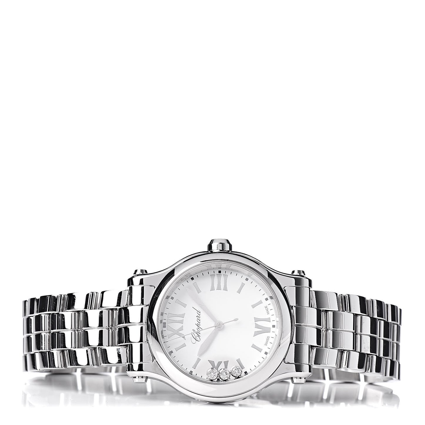 Stainless Steel 3 Diamond 30mm Happy Sport Quartz Watch