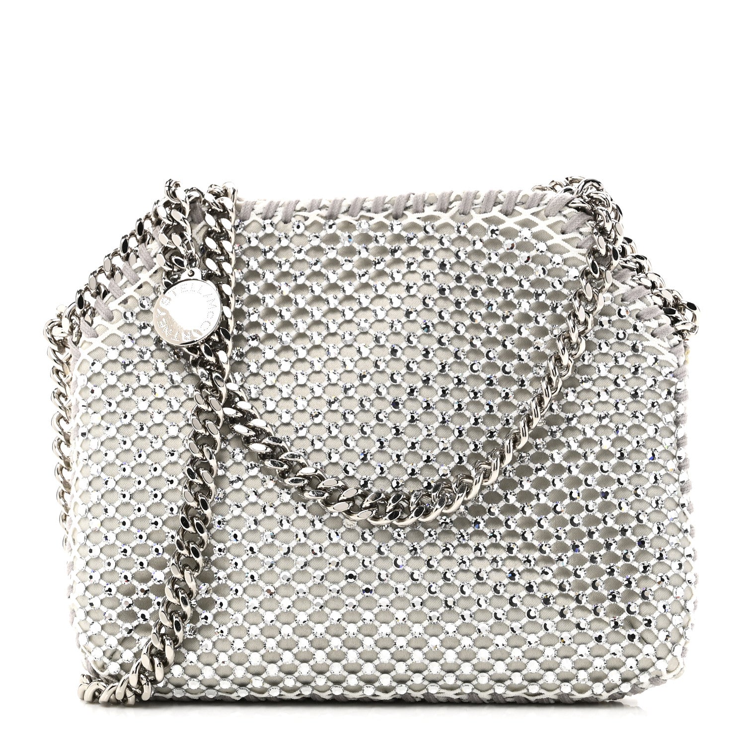 Stella McCartney Crystal Mesh Tiny Falabella Crossbody Bag Oyster 1 of 9
