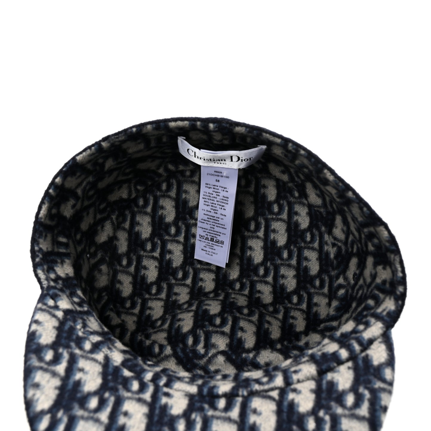 Wool Oblique Reversible Chic Military Cap 58 Blue