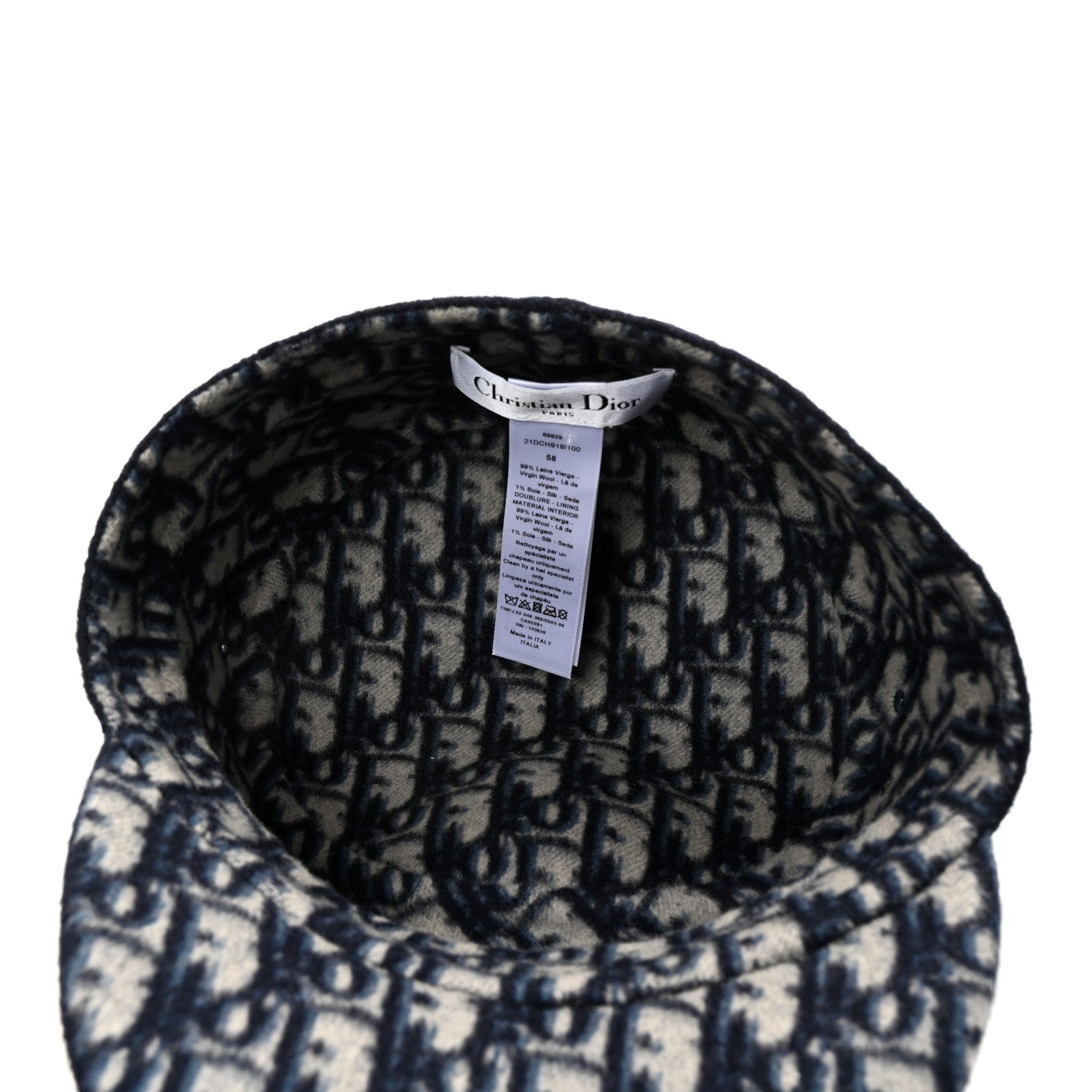 Christian Dior Wool Oblique Reversible Chic Military Cap 58 Blue 7 of 8