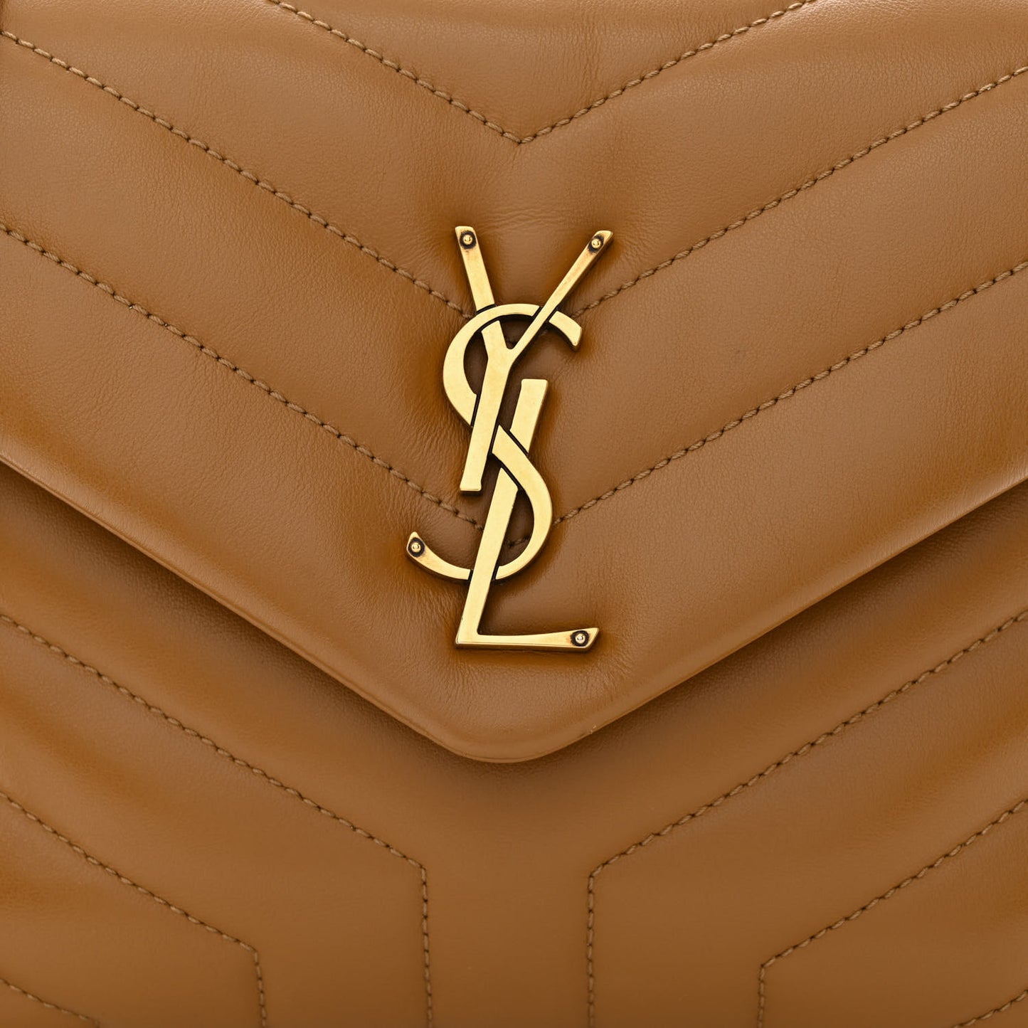 Calfskin Y Quilted Monogram Small Loulou Chain Satchel Dark Natural