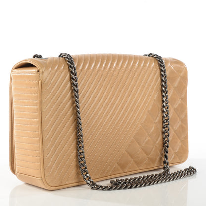 Chanel Glazed Calfskin Quilted Large Coco Boy Flap Beige 3 of 8