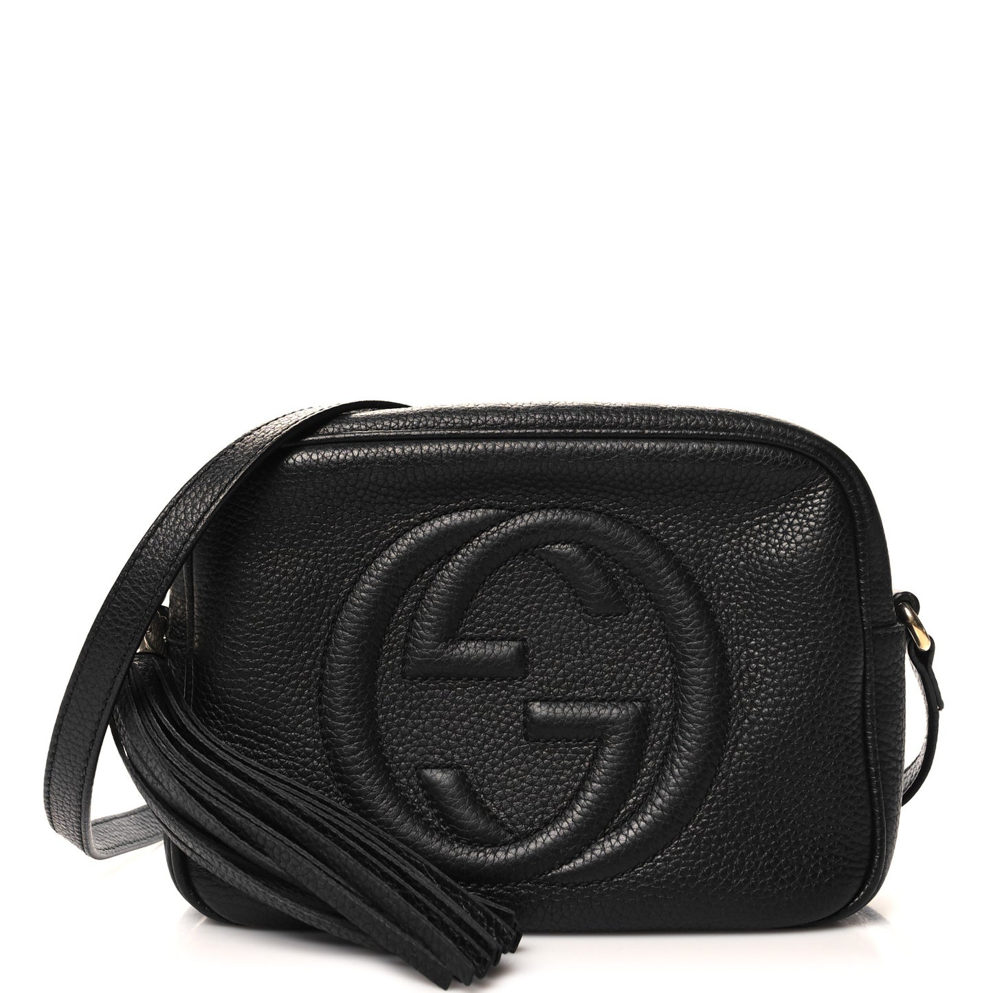 Pebbled Calfskin Small Soho Disco Bag Black