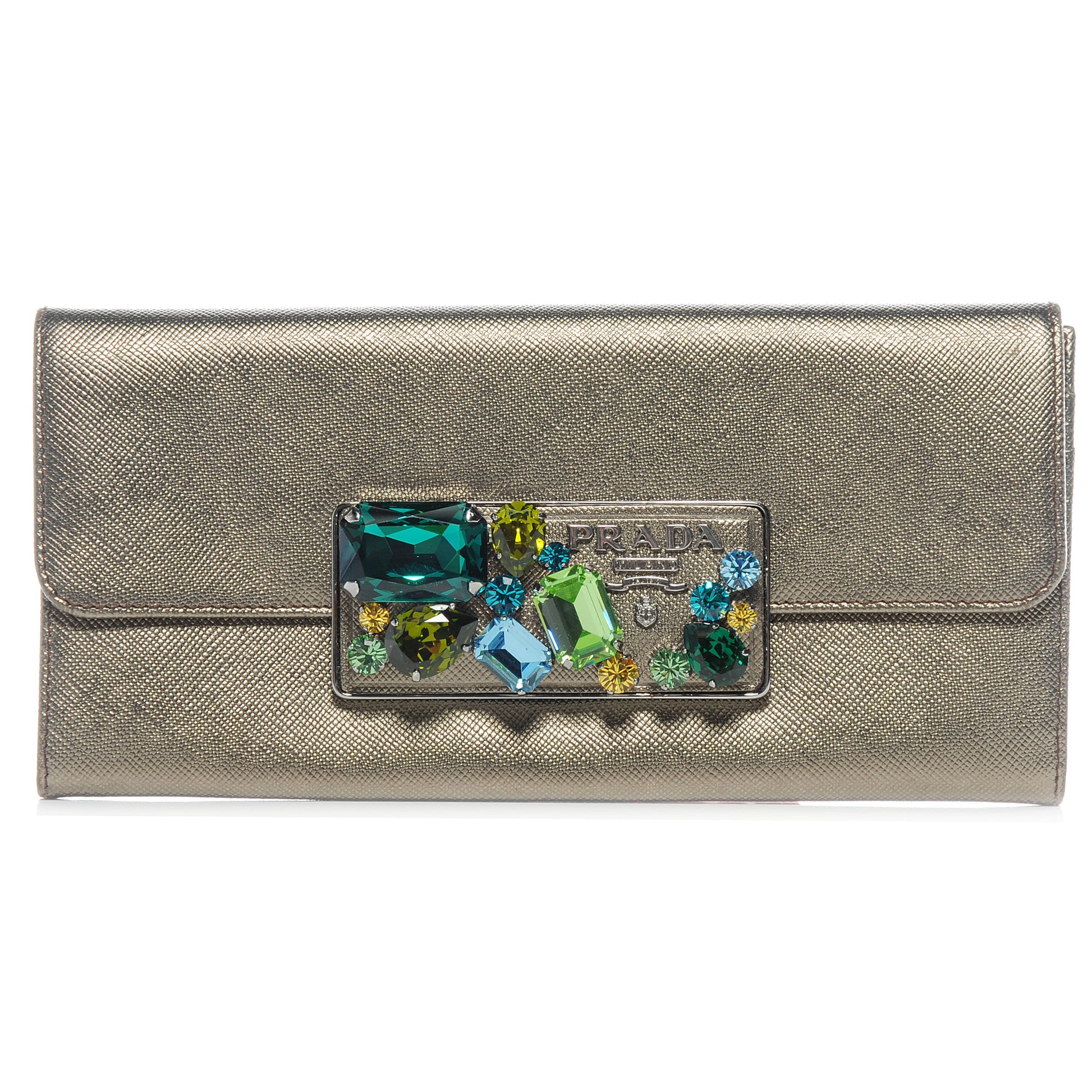 Prada Saffiano Stones Continental Wallet Piombo 1 of 8