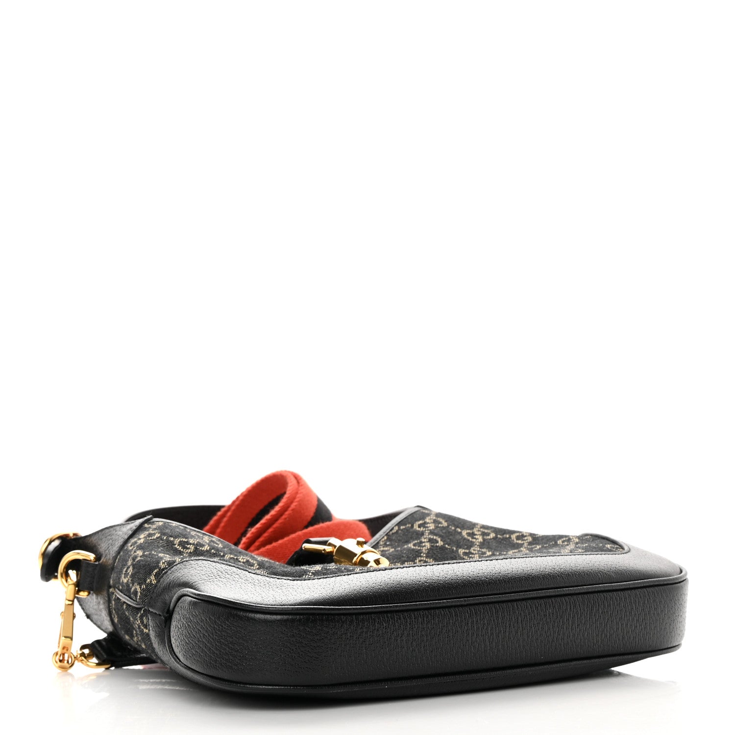 Gucci Jacquard Denim GG Monogram Small Jackie 1961 Hobo Black Ivory 4 of 13