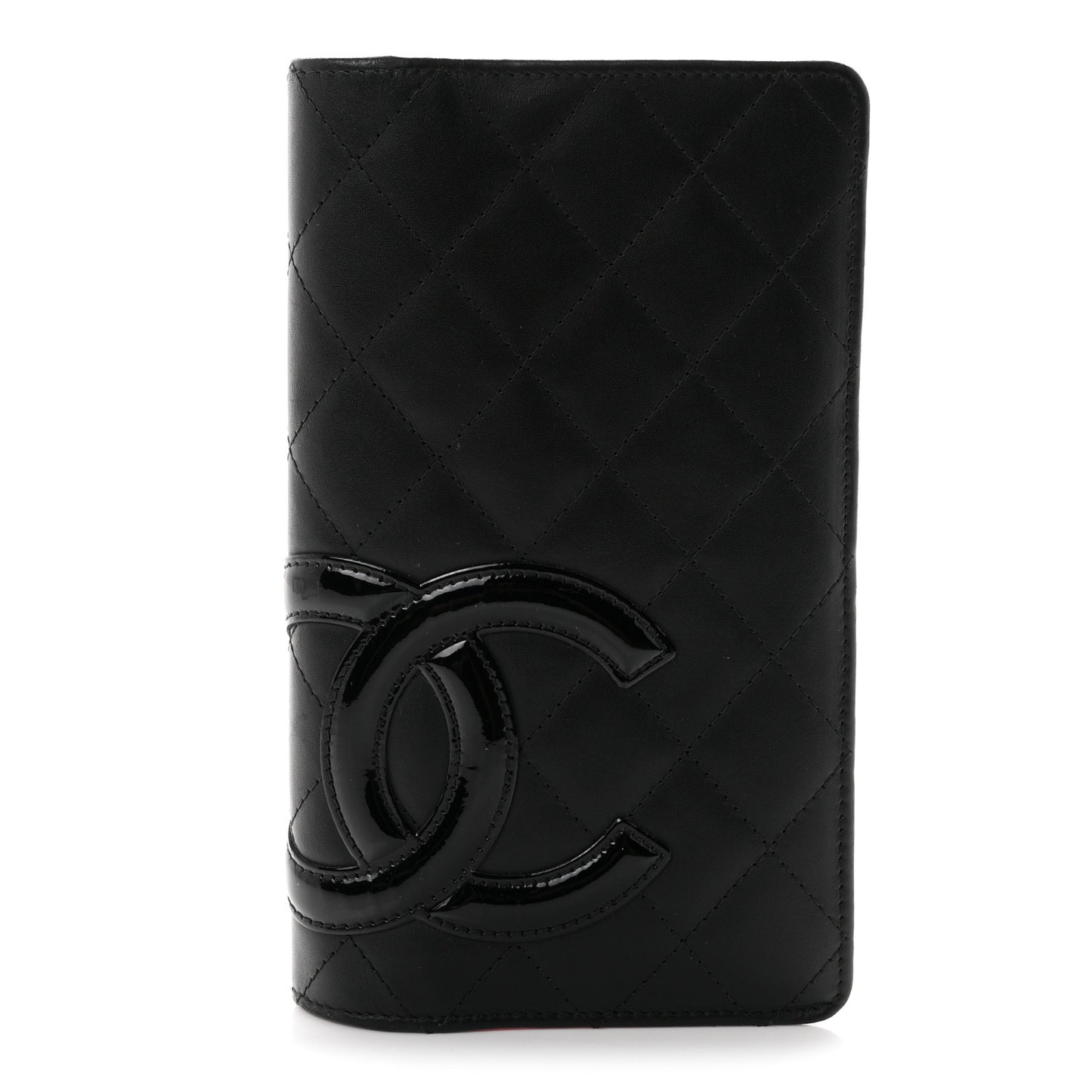 Calfskin Quilted Cambon Yen Wallet Black