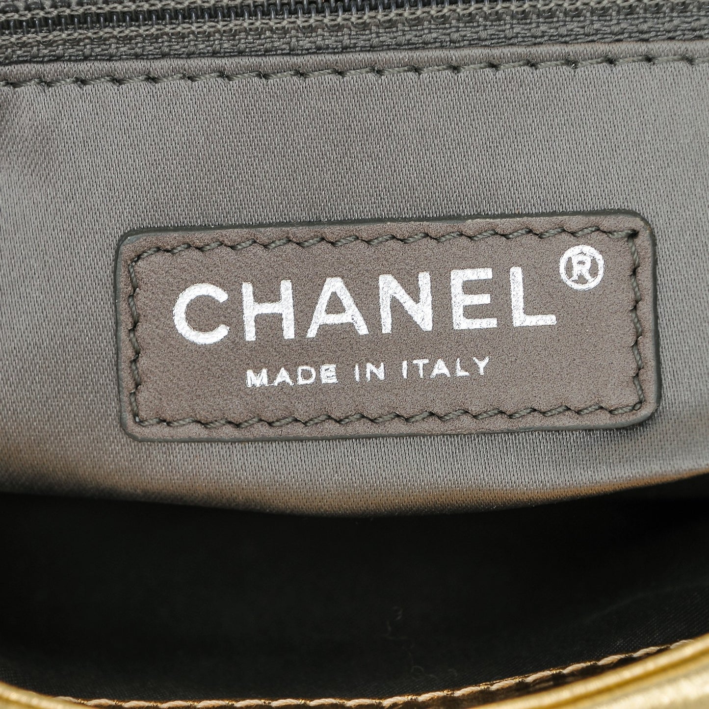 Metallic Crackled Calfskin Medium CC Mix Flap Gold