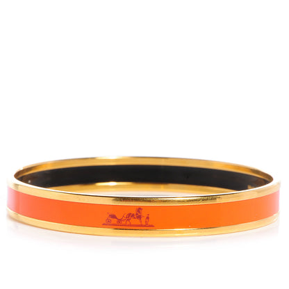 Hermes Enamel Narrow Caleche Bracelet 65 Orange 5 of 6